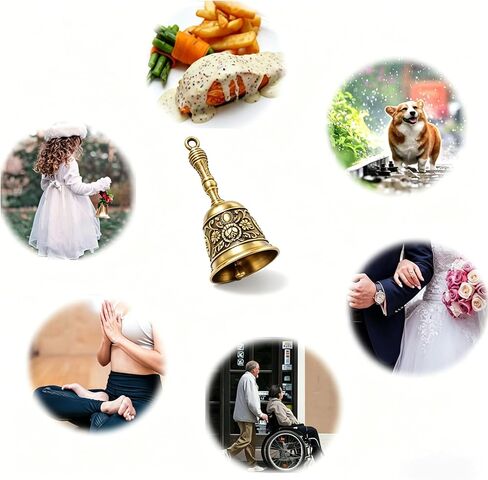 Super Loud Solid Brass Hand Call Bell, Handbell for Wedding, Classroom, Bedside, Table Bell,Dinner, Service, Cancer Bell,Meditation & Pet Training, Bronze Hand Bell in Kuwait