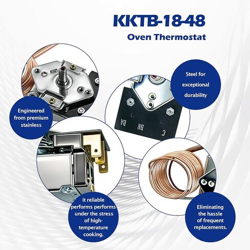 KKTB-18-48 Oven Thermostat Replacement for Robertshaw Stove Oven Range Thermostat, 5A 120VAC,150-599°F, 48" Capillary Tube Suitable，Fits for Awoco, Forno, Thor 30/36/48" Gas Range with 18" Oven Cavity in Kuwait