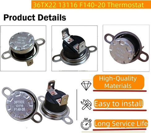 (2 Pack) 36TX22 13116 F140-20 Thermostat Switch 140 Degrees Normally Closed -Replaces 3660698 CA-140 CA-140-QC KSD301 in Kuwait