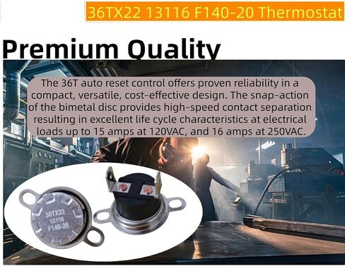 (2 Pack) 36TX22 13116 F140-20 Thermostat Switch 140 Degrees Normally Closed -Replaces 3660698 CA-140 CA-140-QC KSD301 in Kuwait