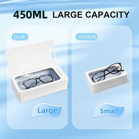 Ultrasonic Jewelry Cleaner Pro for Silver，Eyeglasses, Rings, Retainers, Dentures，Watch Strap, 3 Timer Modes，450ml Capacity (053-P303) in Kuwait