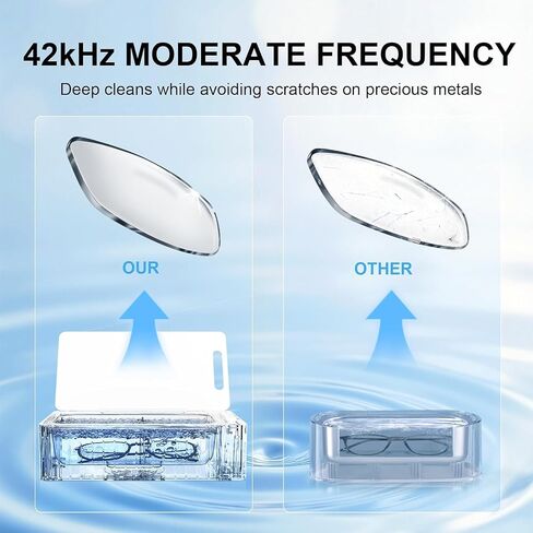Ultrasonic Jewelry Cleaner Pro for Silver，Eyeglasses, Rings, Retainers, Dentures，Watch Strap, 3 Timer Modes，450ml Capacity (053-P303) in Kuwait