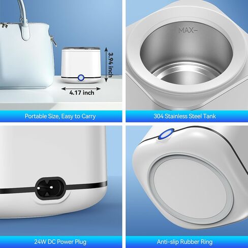 Miorcols Ultrasonic Retainer Cleaner Machine, 48kHz Denture Cleaner Machine for Mouthguard, Braces, Night Guard, Toothbrush, Jewelry with 7.8OZ Dental Cleaning Pod- White in Kuwait