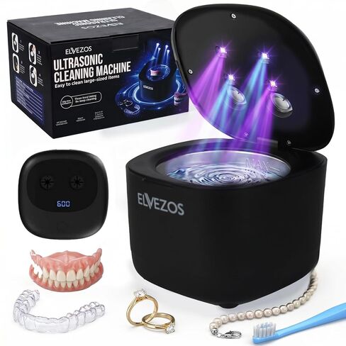 Ultrasonic Retainer Cleaner Machine, 45KHz 200ML, Dental Cleaning Pod with 3 Modes, Digital Timer Denture Cleaner Machine for Mouth Guard, Aligner, Night Guard, Braces, Toothbrush Head & Jewelry in Kuwait