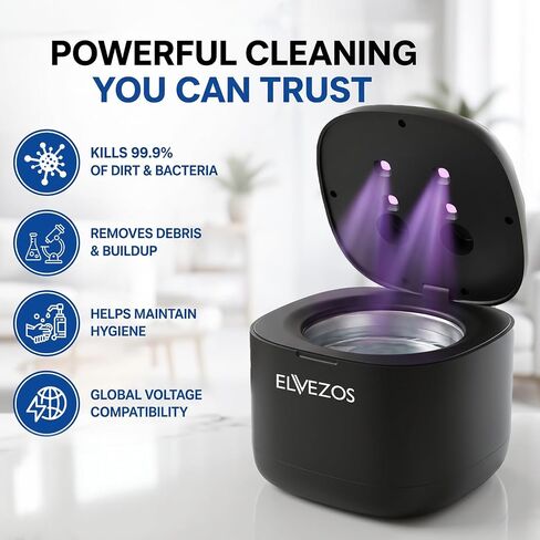 Ultrasonic Retainer Cleaner Machine, 45KHz 200ML, Dental Cleaning Pod with 3 Modes, Digital Timer Denture Cleaner Machine for Mouth Guard, Aligner, Night Guard, Braces, Toothbrush Head & Jewelry in Kuwait