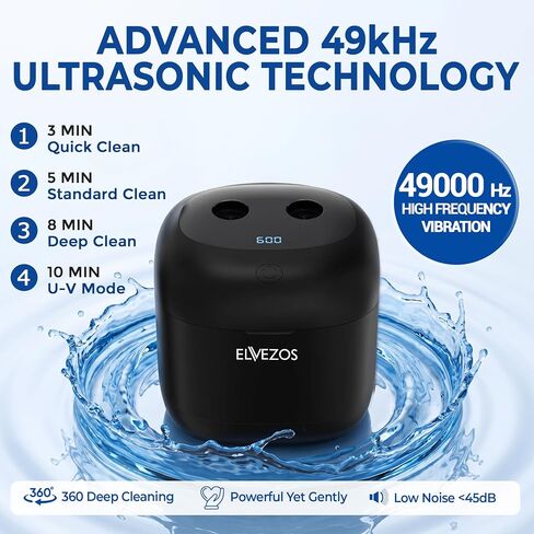 Ultrasonic Retainer Cleaner Machine, 45KHz 200ML, Dental Cleaning Pod with 3 Modes, Digital Timer Denture Cleaner Machine for Mouth Guard, Aligner, Night Guard, Braces, Toothbrush Head & Jewelry in Kuwait