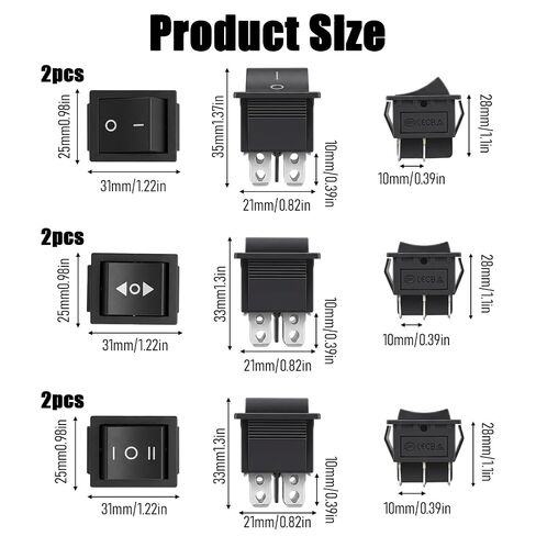 Momentary Rocker Switch, 4 Pin 2 Position 16A 250VAC, 6 Pin 2 Position 16A AC250V, 6 Pin 3 Position 16A AC250V for Car Marine Home Appliances, 6 Pcs in Kuwait