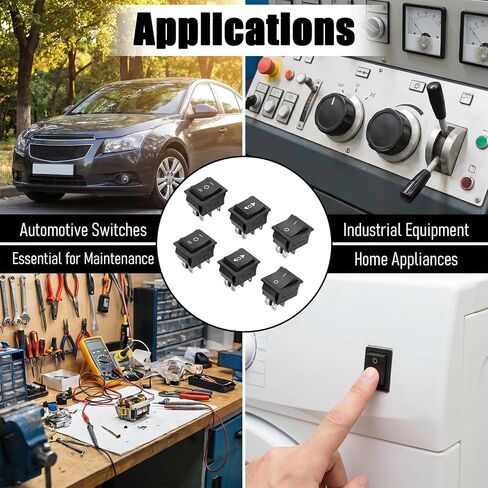 Momentary Rocker Switch, 4 Pin 2 Position 16A 250VAC, 6 Pin 2 Position 16A AC250V, 6 Pin 3 Position 16A AC250V for Car Marine Home Appliances, 6 Pcs in Kuwait