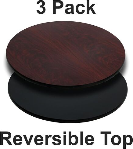 Flash Furniture 3 Pack 24'' Round Table Top with Black or Mahogany Reversible Laminate Top in Kuwait
