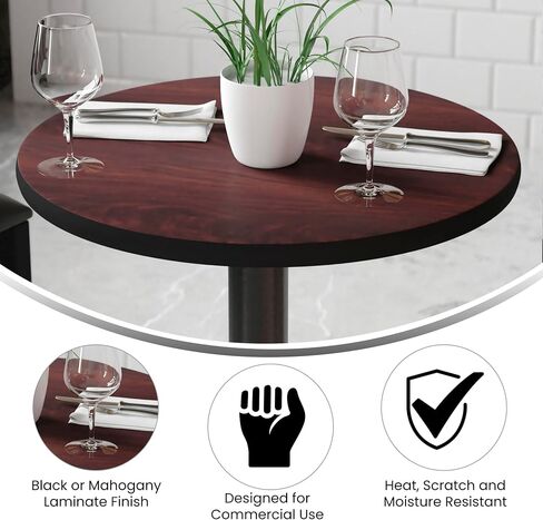 Flash Furniture 3 Pack 24'' Round Table Top with Black or Mahogany Reversible Laminate Top in Kuwait