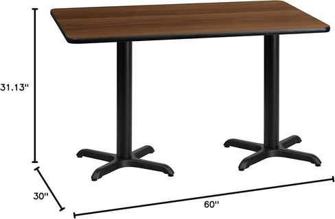BizChair 30"x60" Rectangular Walnut Laminate Table Top with 22"x22" Bases in Kuwait