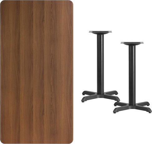 BizChair 30"x60" Rectangular Walnut Laminate Table Top with 22"x22" Bases in Kuwait
