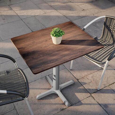 Flash Furniture Acadia 24" x 30" Dark Brown Tabletop, TopGuard HPL Seamless Edge, Scratch & Stain Resistant, All-Weather Durability, Commercial Grade in Kuwait