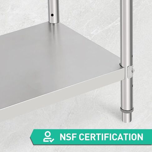 60x24x35 Inch Heavy Duty Stainless Steel Work Table with Casters – Double Tier Adjustable Undershelf & Backsplash – Commercial Prep Station for Kitchen, Restaurant, Home – Includes Tailgate in Kuwait