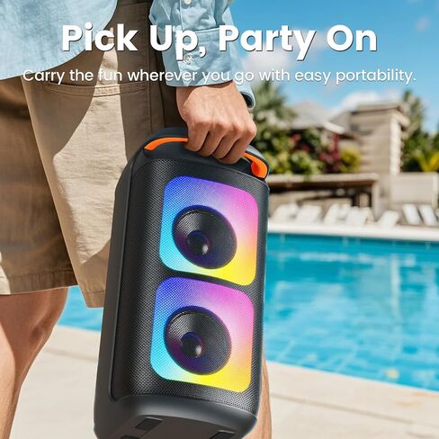 Karaoke Machine with 2 Wireless Microphones, Portable Bluetooth Karaoke for Adults, Powerful Dual 8" Subwoofer Karaoke Boombox, LED Lights, 3D Sound, Support TV/USB/AUX/TF for Home Party in Kuwait
