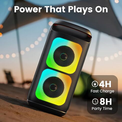 Karaoke Machine with 2 Wireless Microphones, Portable Bluetooth Karaoke for Adults, Powerful Dual 8" Subwoofer Karaoke Boombox, LED Lights, 3D Sound, Support TV/USB/AUX/TF for Home Party in Kuwait