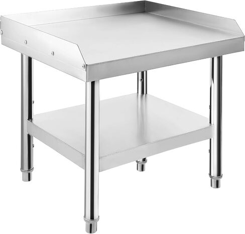 Heavy-Duty Stainless Steel Grill Stand Table 24"x24" – 1000 lbs Top Shelf, 220 lbs Bottom Shelf, 2" Edge Baffle, Adjustable Legs – Ideal for Home Kitchens, Outdoor BBQs, Commercial in Kuwait