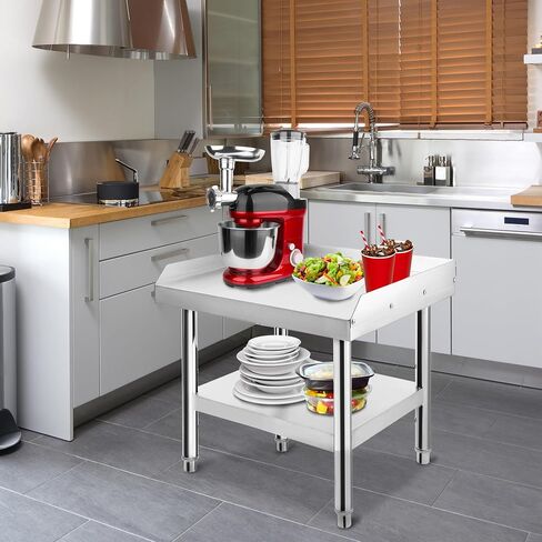 Heavy-Duty Stainless Steel Grill Stand Table 24"x24" – 1000 lbs Top Shelf, 220 lbs Bottom Shelf, 2" Edge Baffle, Adjustable Legs – Ideal for Home Kitchens, Outdoor BBQs, Commercial in Kuwait