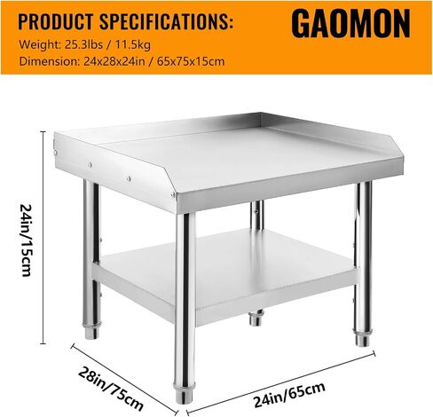 Stainless Steel Equipment Grill Prep Table – 60x30x24in, Adjustable Legs, 1000 lb Top & 220 lb Bottom Shelf, 2" Edge Baffle, Undershelf Storage, Perfect for Commercial Kitchen, Hotel, Home in Kuwait