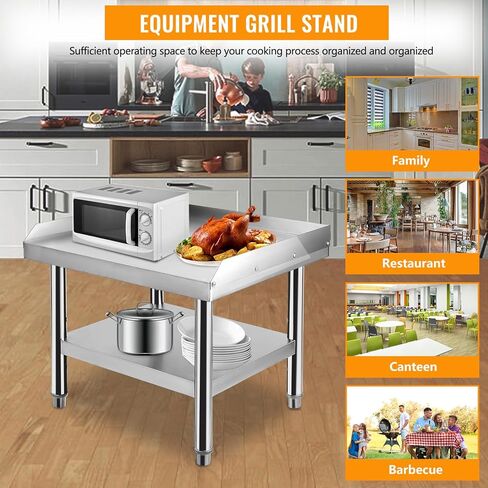 Stainless Steel Equipment Grill Prep Table – 60x30x24in, Adjustable Legs, 1000 lb Top & 220 lb Bottom Shelf, 2" Edge Baffle, Undershelf Storage, Perfect for Commercial Kitchen, Hotel, Home in Kuwait
