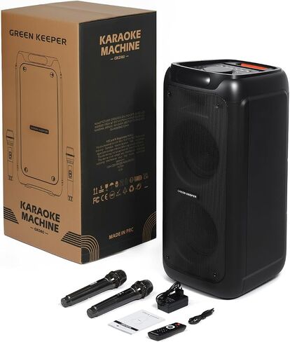 GKD80 Karaoke Machine for Adults with 2 Wireless UHF Microphone, 600W Peak Bluetooth Speaker with Dual 8'' Subwoofers, Portable Party Speaker with RC/Wheels for Singing/Outdoor Events/Speaking in Kuwait