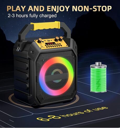 آلة كاريوكي مع 2 ميكروفونات لاسلكية، مكبر صوت كاريوكي محمول بلوتوث مع أضواء RGB القوية، نظام PA يدعم TWS، USB/TF، AUX والتسجيل للحفلات والمنزل والأطفال in Kuwait
