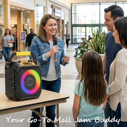 آلة كاريوكي مع 2 ميكروفونات لاسلكية، مكبر صوت كاريوكي محمول بلوتوث مع أضواء RGB القوية، نظام PA يدعم TWS، USB/TF، AUX والتسجيل للحفلات والمنزل والأطفال in Kuwait