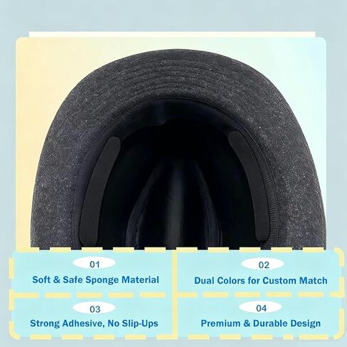 Hat Size Reducer, 30-Pack, Self-Adhesive Foam Tape, Black | Hat Sizing Tape, 4.33"x0.78", peel-and-stick, For Cowboy Hat, Fisherman's Hats,Panama & Straw Hat in Kuwait