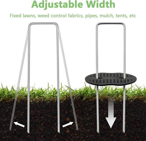 200Pcs Garden Landscape Staples and Fixing Gasket with 1pc Pick Hook, Heavy Duty 11 Gauge U Shaped 3mm Lawn Staples for Irrigation Hoses, Yard Weed Barrier, Fences and Tents, Decorations Fixed in Kuwait