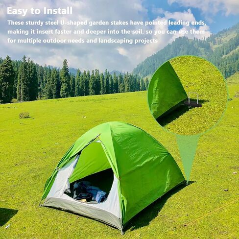 200Pcs Garden Landscape Staples and Fixing Gasket with 1pc Pick Hook, Heavy Duty 11 Gauge U Shaped 3mm Lawn Staples for Irrigation Hoses, Yard Weed Barrier, Fences and Tents, Decorations Fixed in Kuwait