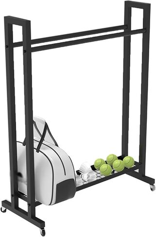 Tennis Racket Cart with Bottom Storage Rack,Portable Tennis Racquet Organizer for Club School (Only Includes Rack) in Saudi Arabia