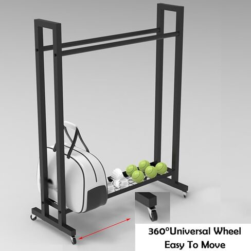 Tennis Racket Cart with Bottom Storage Rack,Portable Tennis Racquet Organizer for Club School (Only Includes Rack) in Saudi Arabia
