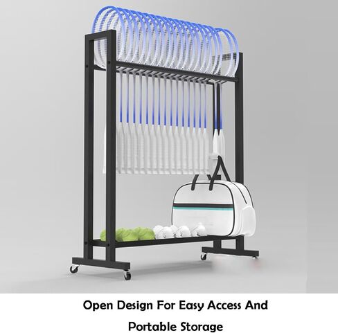Tennis Racket Cart with Bottom Storage Rack,Portable Tennis Racquet Organizer for Club School (Only Includes Rack) in Saudi Arabia