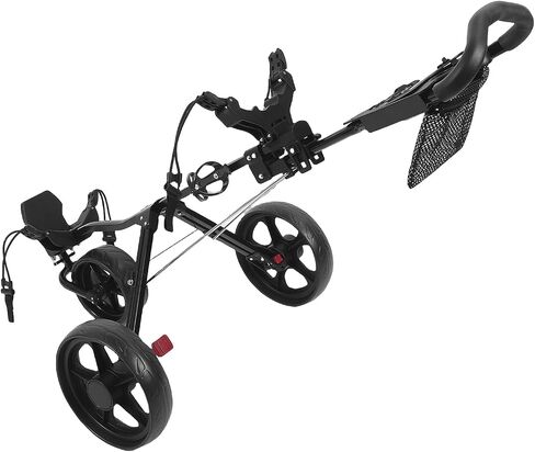 YUYTE 3 Wheel Push Wheel Folding Push Cart Portable Scorecard Holder with Buckle, Foot Brake and Large Wheels for and Sports Gear in Kuwait