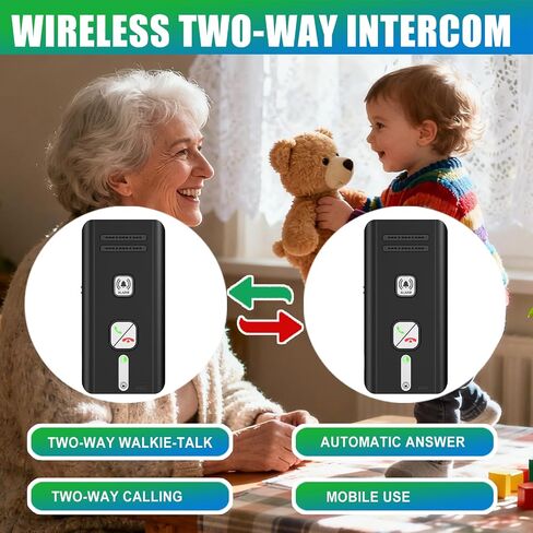 Home Intercom System Wireless 3 Pack, Expandable to 6 Units, Room-to-Room Communication, 1600ft Long Range, Auto Answer, Magnetic Wall Mount, 30-Day Battery, for Elderly Parents, Office, Indoor Use. in Kuwait