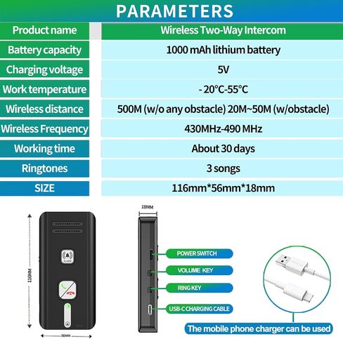 Home Intercom System Wireless 3 Pack, Expandable to 6 Units, Room-to-Room Communication, 1600ft Long Range, Auto Answer, Magnetic Wall Mount, 30-Day Battery, for Elderly Parents, Office, Indoor Use. in Kuwait