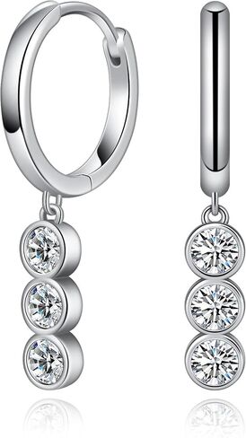 getlove Moissanite Hoop Earrings for Women Moissanite Drop Dangle Earrings Bubbles D Color VVS1 Clarity 18K White Gold Plated 925 Sterling Silver Round Cut in Kuwait