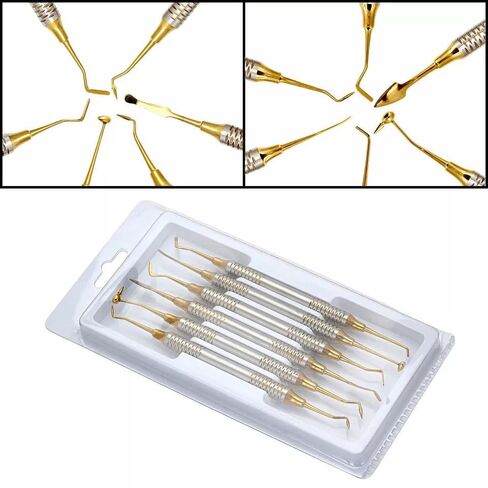 6pcs/Set Dental Composite Resin Filling Spatula Tools Gold Coated Instruments in Kuwait