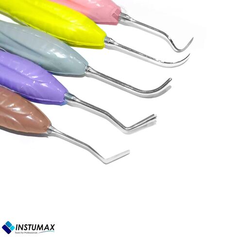 مجموعة أدوات طب الأسنان المركبة الاحترافية - أدوات مقبض سيليكون مكونة من 5 قطع لترميم الأسنان - مقابض Ergo Sense سوداء غير قابلة للانزلاق مع كاسيت من INSTUMAX in Kuwait