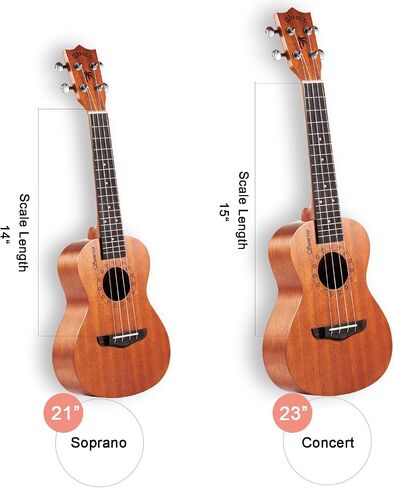 WINZZ HAND RUBBED Series - 23 Inches Concert Ukulele Vintage Hawaiian Uke with Online Lessons, Bag, Tuner, Strap, Extra Strings, Fingerboard Sticker, Natural in Kuwait