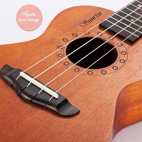 WINZZ HAND RUBBED Series - 23 Inches Concert Ukulele Vintage Hawaiian Uke with Online Lessons, Bag, Tuner, Strap, Extra Strings, Fingerboard Sticker, Natural in Kuwait