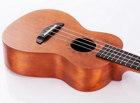 WINZZ HAND RUBBED Series - 23 Inches Concert Ukulele Vintage Hawaiian Uke with Online Lessons, Bag, Tuner, Strap, Extra Strings, Fingerboard Sticker, Natural in Kuwait