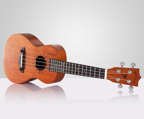 WINZZ HAND RUBBED Series - 23 Inches Concert Ukulele Vintage Hawaiian Uke with Online Lessons, Bag, Tuner, Strap, Extra Strings, Fingerboard Sticker, Natural in Kuwait