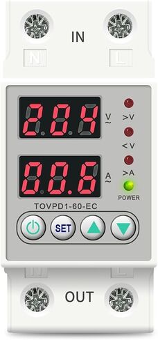60A Din Rail 230V Adjustable Over and Under Voltage Protective Device Protector Relay Monitor Current Limit TOVPD1-63-EC Nicely (Size : 60A) in Kuwait