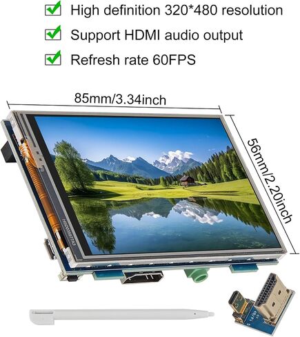 3.5 بوصة HDMI شاشة تعمل باللمس شاشات كريستال بلورية MPI3508 480 × 320 لمسة مقاومة لـ RPI مع قلم ستايلس دعم لـ rpi 4 in Kuwait