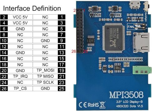 3.5 بوصة HDMI شاشة تعمل باللمس شاشات كريستال بلورية MPI3508 480 × 320 لمسة مقاومة لـ RPI مع قلم ستايلس دعم لـ rpi 4 in Kuwait