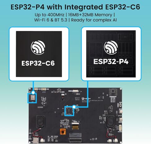 ELECROW ESP32 Display 1024x600, 10.1 Inch HMI ESP32-P4 IPS Touch Screen, Support AI Speech Interaction, ESP32-P4 Dual-Core Processor, Up to 400MHz, Compatible with Arduino, ESP-IDF (Without Camera) in Kuwait