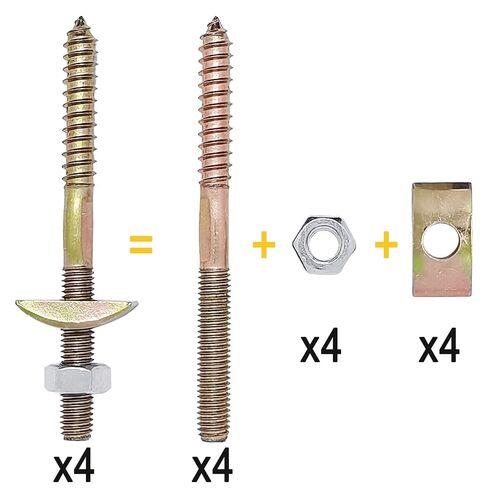 4 مجموعات من مجموعات تركيب درابزين الدرج، تتضمن 4 قطع براغي تعليق M8x100 مم، 4 قطع صواميل سداسية M8، 4 قطع غسالات نصف قمر M8 للتوصيل والتركيب الخشبي in Kuwait