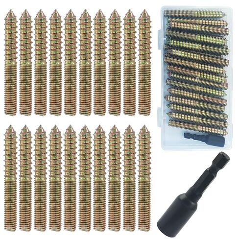 Zorfeter 20 Pack 3/8-16 x 3 Inch Double Headed Hanger Bolts, Self-Tapping Bolts Wood Dowel Screws Furniture Accessories, Fully Threaded Rods for Wood Joint/Furniture Assembly in Kuwait