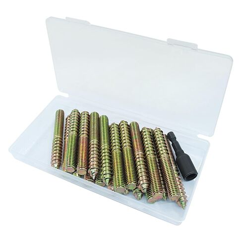 Zorfeter 20 Pack 3/8-16 x 3 Inch Double Headed Hanger Bolts, Self-Tapping Bolts Wood Dowel Screws Furniture Accessories, Fully Threaded Rods for Wood Joint/Furniture Assembly in Kuwait